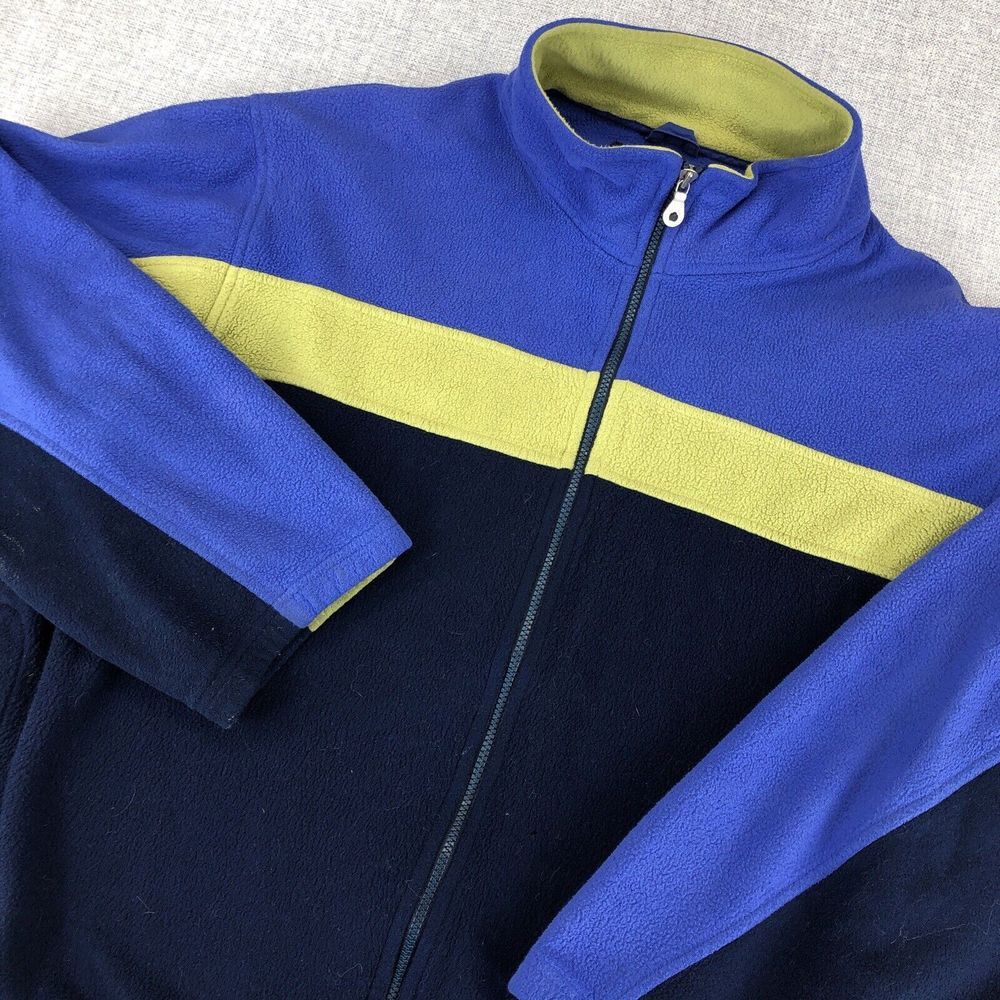 Vintage Lands End Jacket Sweater Mens XL Colorblock Polartec Full Zip Fleece USA